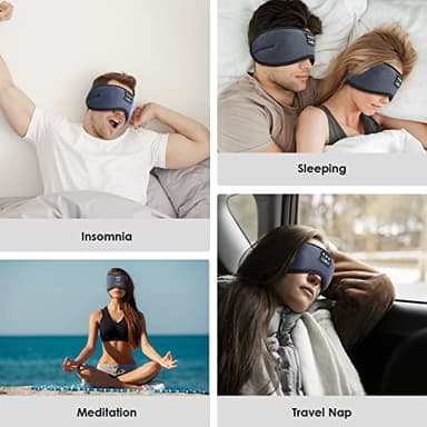 MUSICOZY White Noise Bluetooth Sleep Mask with 8 Soothing Sounds & 3D Wireless Sleep Headphones, Bluetooth Sleeping Headphones for Yoga Travel Office Relaxation, Tech Gadgets Gifts, Gray - Image 7