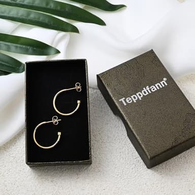 14K Gold Plated Hoop Earrings Minimalist Small Open Hoop Earrings for Women Golden Plated Earrings for Women - Image 7