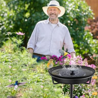 VeyFolzin.st Bird Baths for Outdoors, Detachable Birdbaths for The Garden Clearance, Freestanding Bird Baths for Outdoors Heavy Duty, Bird Bath Bowl Spa & Birdfeeder with Metal Stake Stand (Black) - Image 6