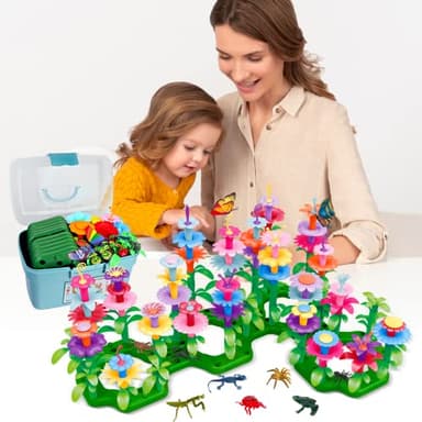 Birthday Toys Gifts for 3 4 5 6 Years Old Toddler Girls Boys, 156 PCS Insect Flower Garden Building Educational STEM Learning Pretend Play Gardening Set, Gifts for Preschool Kids Age 3+ - Image 2