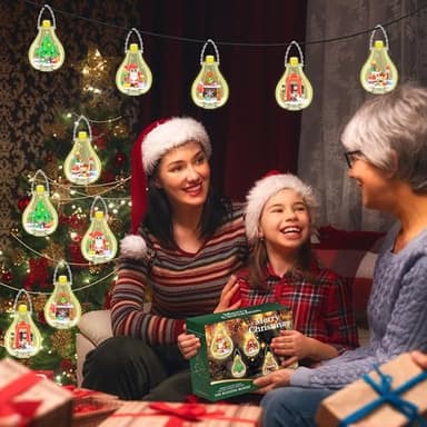 Christmas Ornaments Building Block Set, Compatible with Lego Christmas Tree Decorations Bulbs with Warm Light, Santa Claus Sleigh Phone Booth Fireplace Building Sets Gifts Stocking Stuffers (5 Pack) - Image 7