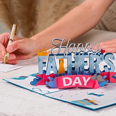 Paper Love Happy Fathers Day Pop Up Card, Gift For Dad, Husband, Son, Anyone - 5" x 7" Cover - Includes Envelope and Note Tag - Image 6