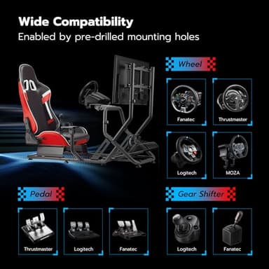 ARES WING Racing Simulator Cockpit with Monitor Mount and Seat, Formula and GT Sim Racing Cockpit Compatible with Fanatec, Thrustmaster, Logitech, Moza Racing Games on PS5, PS4, Xbox and PC - Image 5