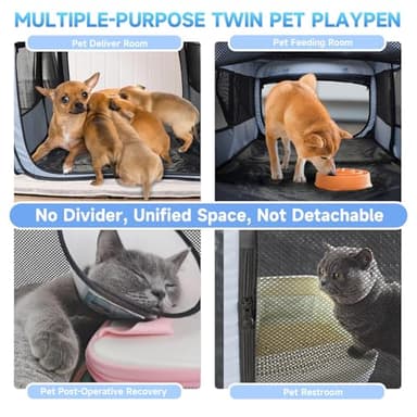 2-in-1 Dog Playpen, 58''Pop Up Cat Puppy Pet Playpen Indoor/Outdoor Cats Enclosed, Cat Dog Tent Crate Cage Kennel, Portable Playpen for Kitten, Small Animals Play Pen(No Divider, Unified Space) - Image 4