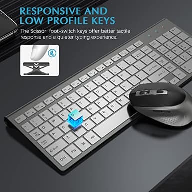 Wireless Keyboard and Mouse, J JOYACCESS Slim and Ergonomic Wireless Keyboard and Mouse Combo,Portable and Comfortable Typing for Laptop/Computer/Desktop/PC-Grey/Silver - Image 5