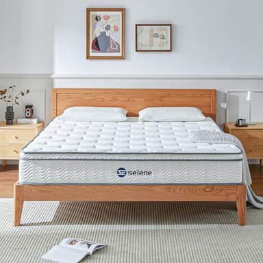 Selene Bedding Queen Mattresses, 12 Inch Mattress Queen Size with Pocket Spring and Memory Foam for Pressure Relief, Motion Isolation, Edge Support, Medium Firm Mattress in a Box, CertiPUR-US, White - Image 1