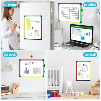 MaxGear Colorful Small Dry Erase Board, 14"x11" Double-Sided Hangable with Dry Erase Marker, Portable Whiteboard for Home School Office - Planning Writing Learning Drawing Art Education - Image 7