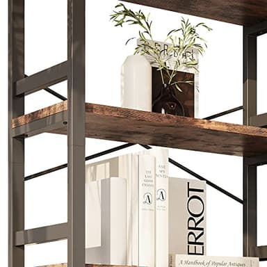 IRONCK Bookshelves and Bookcases, 31.5in Wide Shelf 5-Tier Ladder Shelf 110lbs/shelf Vintage Industrial Style Bookcase for Bedroom Living Room Home, Vintage Brown - Image 5
