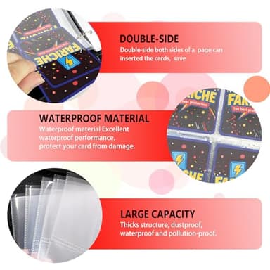 Trading Card Binder for TCG Cards, 9-Pocket Portable Card Collector Ablum Holder Book Fits 900 Cards with 50 Removable Sleeve, Waterproof BKM Card Binder Display Storage Carrying Cases for TCG-Storm - Image 5