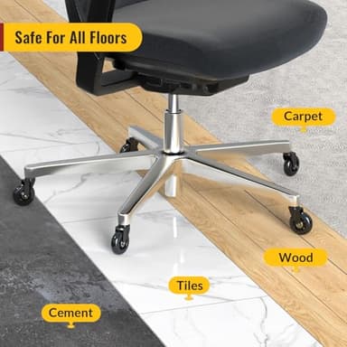 HOLKIE Office Chair Wheels Roller Blade Caster Replacement 11x22mm Black 3 Inch Desk for Office, Rubber Rolling Set of 5 for Hardwood Floors Gaming Chair Wheels Smooth & Silence Gliding - Image 4