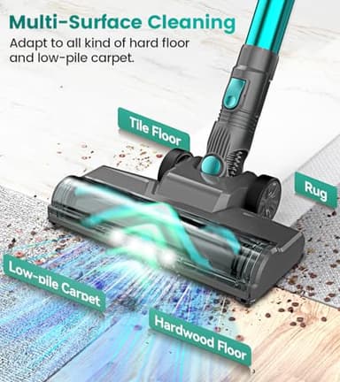 DEVOAC N300 Cordless Vacuum Cleaner, 6 in 1 Lightweight Stick Vacuum, 2200mAh Battery Up to 40mins Runtime, Powerful Handheld Vacuum for Hard Floor Rug Pet Hair Home Dorm (Waterfall) - Image 7