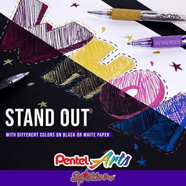 Pentel Arts Sparkle Pop Metallic Gel Ink Pen, 1.0mm Bold Line, Assorted Colors, Pack of 8 (K91PABP8M) - Image 2