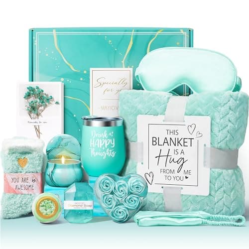 Birthday Gifts for Women Self Care Gifts Get Well Soon Gifts, Ocean Relaxing Spa Gifts Basket Care Package w/ Luxury Flannel Blanket, Unique Christmas Gifts Idea for Mom Her Friends Sister Wife - Image 1