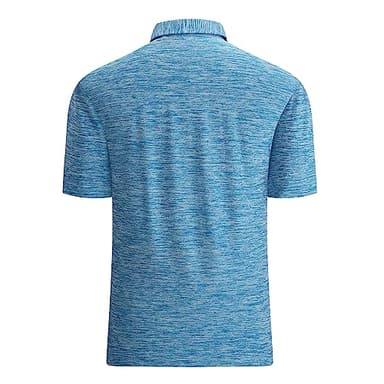 Alex Vando Mens Golf Shirt Moisture Wicking Quick-Dry Short Sleeve Casual Polo Shirts for Men,Turquoise,L - Image 2