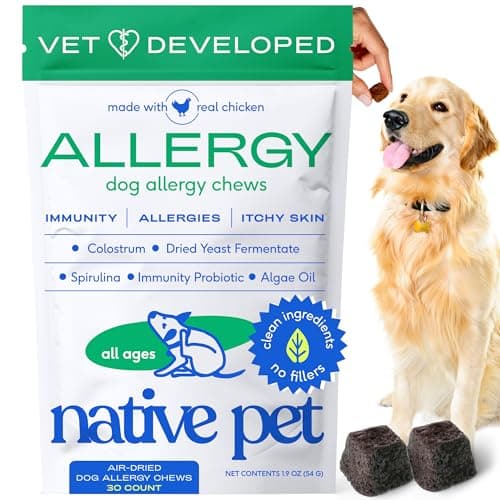 Native Pet Dog Allergy Chews - Dog Allergy Relief with Probiotics and Colostrum for Itchy Skin Relief to Support Seasonal Allergy and Healthy Immune System - All Natural Anti-Histamine - 30 Chews - Image 1