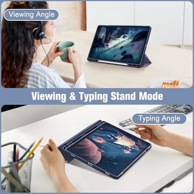 Fintie Hybrid Slim Case for Samsung Galaxy Tab S10 Lite/ S10 FE/ S9 FE 10.9 Inch/Tab S9 11 Inch with S Pen Holder, Shockproof Cover with Clear Transparent Back Shell, Auto Wake/Sleep,Blooming Hibiscus - Image 4