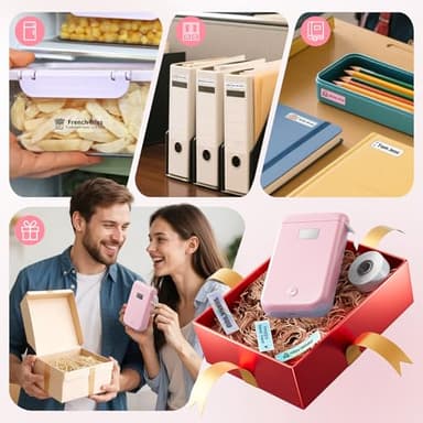 Label Maker Machine with Tape, Label Makers with Multiple Templates, Mini Label Maker Widely Used in Home Office School Organization, Bluetooth Label Printer Easy to Use for Small Labels, Pink - Image 4