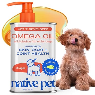Native Pet Omega 3 Fish Oil for Dogs & Cats - Promotes Healthy Skin, Shiny Coat, & Strong Joints - Made with Wild Alaskan Salmon Oil for Dogs – Tasty, Fast-Absorbing Omega 3 6 9 Liquid Supplement-16oz - Image 1