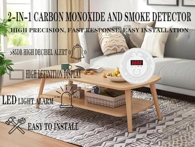 Vzmcov Carbon Monoxide and Smoke Detector LCD Display, Battery Powered, Dual sensors, 85dB Voice Alarm and Real-time Tracking, Suitable for Home/Kitchen/Bedroom/RV (Small Screen, 2Pack-CO&Smoke) - Image 5