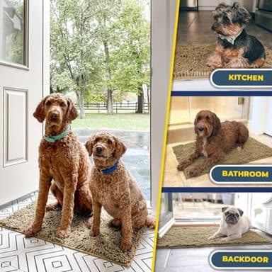 Muddy Mat® 2-Piece Beige Medium 30"X19" AS-SEEN-ON-TV Highly Absorbent Microfiber Door Mat, Bath Mat and Pet Rug, Non slip Thick Washable, Soft Chenille for Kitchen Bathroom Bedroom Indoor and Outdoor - Image 7