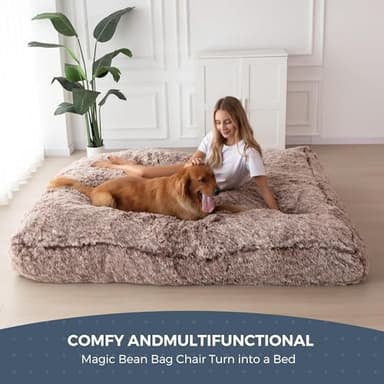 MAXYOYO Giant Bean Bag Chair Bed for Adults, Convertible Beanbag Folds from Lazy Chair to Floor Mattress Bed, Large Floor Sofa Couch, Big Sofa Bed, High-Density Foam Filling, Machine Washable - Image 5