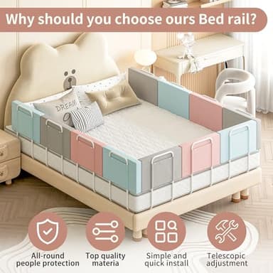 Bed Rail, Bed Rail for Toddlers, Kid, Adult, 78.7" Bed Side Rails for Full, Queen, King, Twin, Bunk, Dorm Beds to Prevent Falls, Bed Rails Can be Flexibly Combined, Easy Installation (Gray, 4 Packs) - Image 3