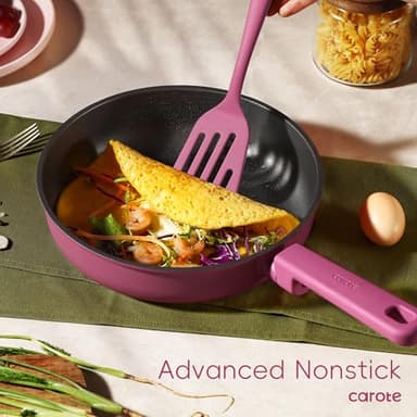 CAROTE Non Stick Pots and Pans Set, Cookware Sets Nonstick, Kitchen Cooking Set with Stay-Cool Handles,with Silicone Tools and Pot Protectors,17 Piece - Image 3