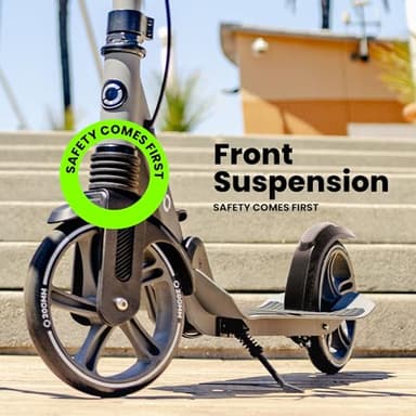 Aero Big Wheels Kick Scooter for Kids 8-12, Teens & Adults | Hand Brake, Rubber Deck Mat & Shock Absorption | Foldable & Height Adjustable, 220lbs Max - Image 2