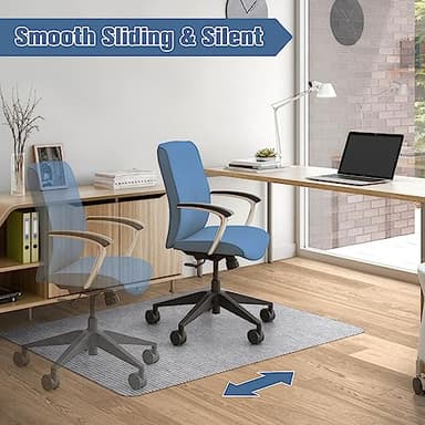 Corduroy Office Chair Mat for Hardwood Floor, 55"x35" Desk Chair Rug for Rolling Chair, Large Anti-Slip Backing Low-Pile Rug Floor Mat for Office/Home Light Grey - Image 7