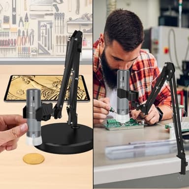 Ninyoon Max 21inch Height Universal Stand, Height 0-21in Adjustable Digital USB Microscope Stand for Max Diameter 6cm USB Digital Wireless WiFi Microscope Camera Come with Table Clamp - Image 6