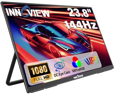 InnoView 23.8" Large Portable Monitor, FHD 144HZ 100% SRGB IPS USB-C HDMI Work Home Gaming Second Monitor 1080P W/180°Adjustable Stand for Laptop, MacBook, Phones - Image 1