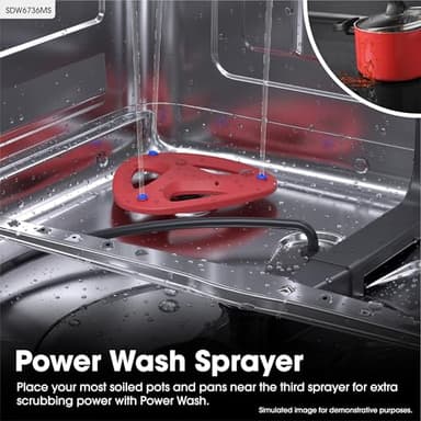 Sharp SDW6736MS 24-inch Stainless Steel Dishwasher, Third Rack, Library Quiet 47 dB, Power Wash Sprayer - Image 4