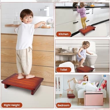 STRONGPAL Step Stool, 3.5" High Wooden Stool for Kitchen, Bedroom, Closet, 15.75" Wide, Anti-Slip Durable Design for Elderly and Adults, Versatile Step Ladder & Extra Seating - Image 6
