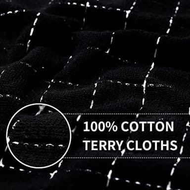 Homaxy 100% Cotton Terry Kitchen Towels(Navy+Grey+Black, 13 x 28 inches), Checkered Designed, Soft and Super Absorbent Dish Towels, 6 Pack - Image 2