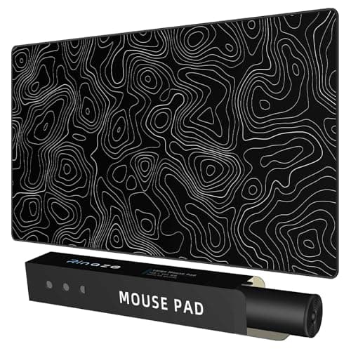 Rinaze Extra Large Gaming Mouse Pad with Black Topographic, XXL Mousepad, Big Mouse Mat Desk Pad, Non Slip Keyboard Pad for Gaming Computer Laptop PC Office Desk Accessories