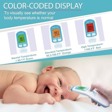 Amplim Non-Contact Forehead Thermometer & Case for Adults, Kids, Baby, FDA Cleared, Medical Grade, Touchless Infrared, 1-Sec Reading, Fever Alarm, Memory Recall, Quiet Mode, (White) - Image 6