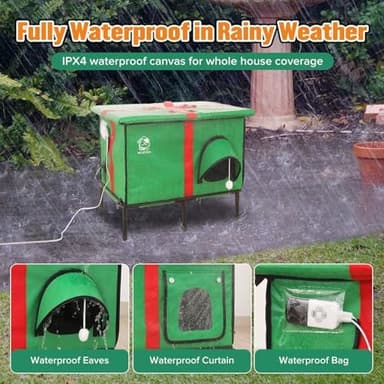 NEAIYDA Outdoor Heated Cat House,Weatherproof and Insulated Outside Cat Shelter with Heated Pad and Cooling Pad(4 Seasons Universal),Gift Box for Cats.(Medium - Image 4