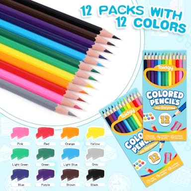 Toidgy 144 Count Colored Pencils for Kids, 12 Packs Colored Pencils Bulk 12 Colors, Pre-sharpened Color Pencils for Adults, Bulk School Supplies for Teachers, Back to School Supplies, Classroom Prizes - Image 3