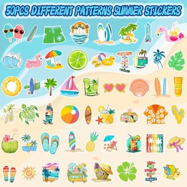 Grneric 98 Pcs Pool Party Favors Drawstring Bags Beach Party Favors Goodie Bags with Drinking Straws Slap Bracelets Stickers for Summer Pool Party Supplies - Image 5