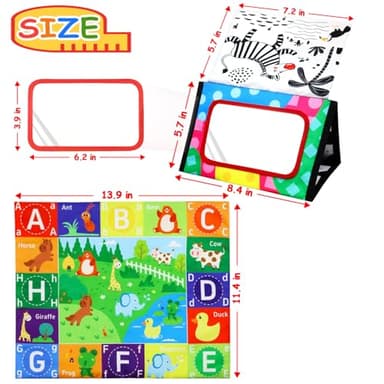 KUANGO 2 Pcs Small Tummy Time Toys Baby Mirror Newborn Toys 0-3 Brain Development, Tummy Time Mirror Baby Toys 6-12 Months High Contrast Montessori Infant 0-6 Months - Image 6