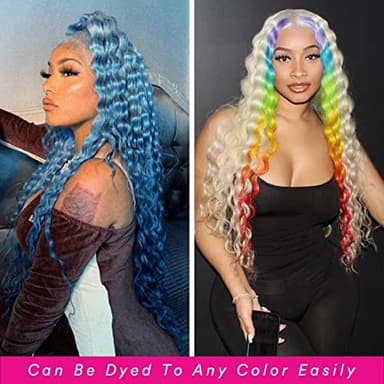 SUPSYOUSF 30 Inch Lace Front Wig Human Hair 613 13X6 Transparent Lace Deep Wave 180 Density Free Part Blonde Lace Frontal Wig for Women - Image 3