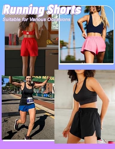 DDOBB High Waisted Running Shorts for Women with Pockets, 2.5" Black Athletic Workout Gym Yoga Spandex Dolphin Elastic Shorts Black Large - Image 3