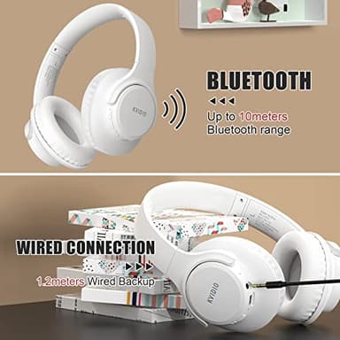 KVIDIO Bluetooth Headphones Over Ear, 65 Hours Playtime Wireless Headphones with Microphone, Foldable Lightweight Headset with Deep Bass, HiFi Stereo Sound Low Latency for Laptop PC Cellphone - Image 7