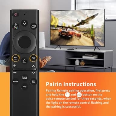 Solar Voice Remote Control for Samsung Frame Smart TVs Compatible for Samsung 2021-2025 Crystal QLED 4K 8K Smart TVs Series, 4 Shortcut Buttons, BN59-01385A Black - Image 5