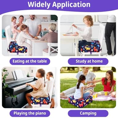 TOTIDYH Toddler Booster Seat for Kitchen Chair, Non-Slip Kids Dining Table Booster Seat with Adjustable Safer Straps, Portable Baby Eating Travel Camping Increasing Cushion - Image 7