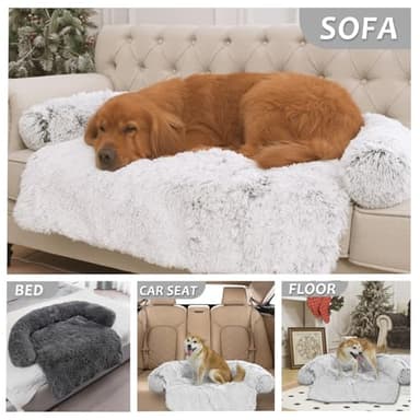 Calming Dogs/Cats Bed Mats, Dog Pad Washable Removable Couch Cover, Plush Long Fur Mat for Pets, Waterproof Lining, Perfect for Small, Medium and Large Dogs and Cats (Gradient Gray, 45"x37") - Image 7