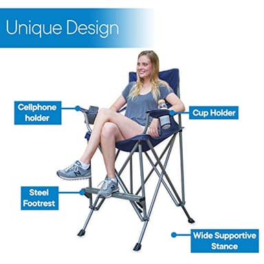 RMS Extra Tall Folding Chair - 31" Seat Height Director Chair for Camping, Home Patio and Sports - Portable and Collapsible with Footrest and Carrying Bag - Up to 300 lbs Weight Capacity (Blue) - Image 4