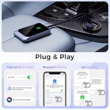 TERUNSOUl Wireless CarPlay Adapter for Apple iPhone, Convert Wired CarPlay to Wireless, Plug-and-Play, Stable Connection Compatible with OEM Wired CarPlay Vehicles & iOS 10+ - Image 5