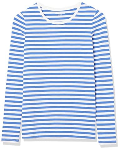 Amazon Essentials Women's Regular-Fit Long-Sleeve Crewneck T-Shirt (Available in Plus Size), Blue White Stripe, Medium - Image 4