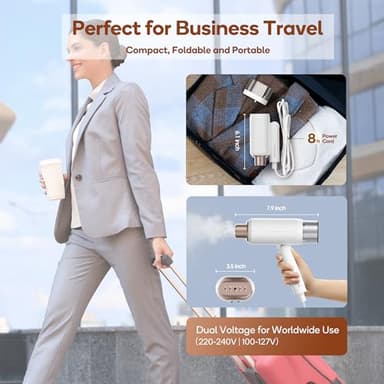 Newbealer Dual Voltage Garment Steamer - 120V/220V, 1200W Powerful Steamer for Clothes, Home & Travel Use, Horizontal & Vertical Steaming, 20s Heat-up, Foldable, 1.72lbs, 180ml (Gold) - Image 5